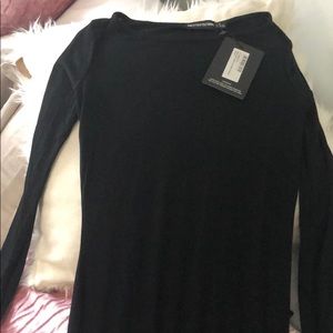 Basic black jersey long sleeve bodycon dress